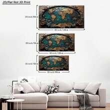 1 Piece Of Vintage Large Wooden Frame Canvas Wall Painting- World Map, Ideal For Living Room, Bedroom & Study Decor, Perfect For New Year & Christmas-Thick Wooden Frame,High Quality Wall Art Printed Poster Can Be Hung Directly,Perfect - 多色 - 查看 4