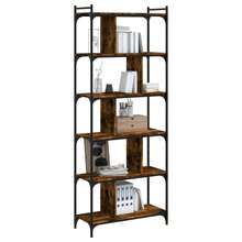 Libreria vidaXL a 6 livelli, bianco fumo, 76x32x192 cm, legno ingegnerizzato - Castano - Visualizzare 3