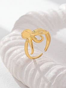 1枚不锈钢章鱼造型戒指，女士夏季度假饰品，防水