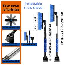 1pc Car Snow Shovel, Ice Scraper Tool, Dual-Head Aluminum Alloy Hand-Held Snow Brush, Retractable Snow Shovel, Retractable Hanging Snow Shovel, Essential Winter Snow Shovel