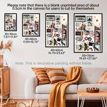 1pc Printable Retro Matchbook Collage Poster Custom Couple Art Personalized Canva Template Anniversary Valentines Or Birthday Custom Poster, Room Decor, Customized Wall Art, Pictures Custom Photo, Customizable Things, Optional Frame. - Multicolor - View 6