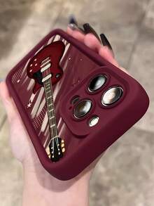 1 chiếc ốp lưng điện thoại mềm chống trượt, chống bám vân tay, màu đỏ tía, họa tiết đàn guitar và ngôi sao, có lỗ thoáng khí, tương thích với iPhone 16 ProMax/16/16 Pro/16 Plus/15/15 ProMax/15 Pro/11/12/13/14 ProMax/11 Pro/11 ProMax/12 Pro/12 ProMax/13 Pro/13 ProMax/14 Pro/14 ProMax/16 ProMax/16/16 Pro/16 Plus, thiết kế tối giản sáng tạo. - Nhiều màu - Xem 3