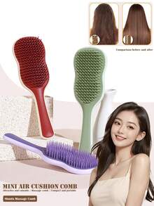 1pc Women's Banana Leaf Detangling Comb, Suitable For Long Hair, Massage Scalp, Home & Outdoor Use - Multicolor - View 1