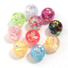 5pcs Of 16mm Colorful Heart-Shaped Glitter Sequins Acrylic Double Layer Design Beads - Suitable For DIY Pens, Necklace Accessories, Bracelet Making Materials