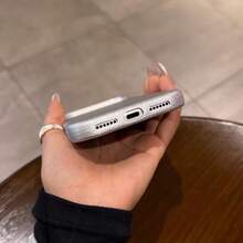 Leather Minimalist Solid Color Fashion High-Grade Silver Leather Texture Phone Case Compatible With IPhone 17 Pro Max/17 Pro/17/16 Pro Max/16 Pro/16/16 Plus/15/15 Pro Max/15 Pro/15 Plus/13/14 Pro Max/13 Pro/13 Pro Max/14 Pro/14 Pro Max/14 Plus, Creative Design For Men And Women Gift Spring Birthday - Silver - View 7