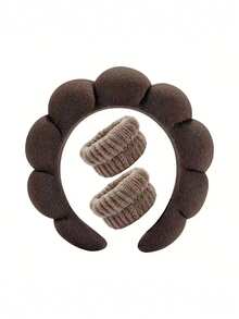 水疗海绵头带洗脸腕带套装，洗脸头带，护肤头带，卸妆护肤头带，淋浴头带，女士发饰礼品