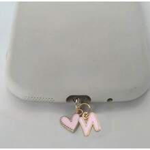 1pc Pink Heart-Shaped Metal Dust Plug, 26 Letter Heart Charging Port Protector Cover, DIY Phone Decor Compatible With Apple/Type-C, Mobile Device Dust-Proof Accessory, Girly Letter Heart Dust Plug, Gift For Friends, Valentine's Day Gift, Festival Small Gift Gifts For Mother, Family, Friends, Kids, Birthday, Holiday Phone Accessories Phone Charm - Pink IPhone - View 20