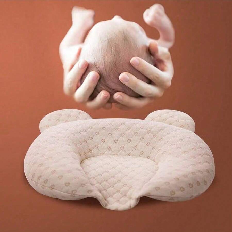 婴儿颈枕、头部塑形枕、U型新生儿枕、柔软头部枕（乳胶枕） - 杏色 - 查看 1