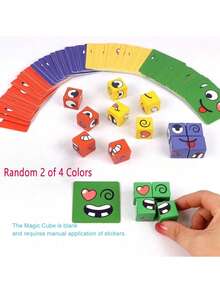 Face Changing Magic Cube Game, Face Changing Building Blocks Game, Expression Matching Building Blocks Puzzle, Building Blocks Puzzle Toys, Family Game