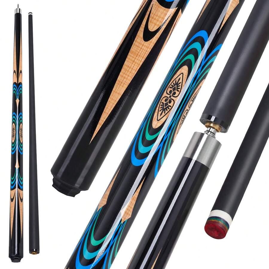 New Design & 57 Inch Professional Carbon Fiber Pool Cue - Smooth Ripple Pattern 12.5mm Tip, Stainless Steel Quick Release, Chinese 8-Ball - 1/2 Pieces Design, 146cm Length, 19oz Weight - Holiday Gift For Tournaments, Home And Bar Use