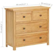 Commode vidaXL 80x35x75 cm en bois massif - Tabac - Voir 6