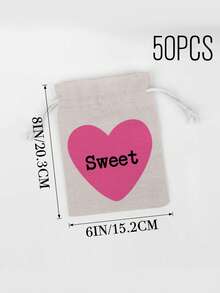 Customized Text, Red/Pink Heart Design Candy Drawstring Bag, Fashion Gift Packaging Bag, Reusable, Suitable For Valentine's Day/Wedding/Birthday Party, Friend Gift Exchange Packaging Bag - Multicolor - View 18