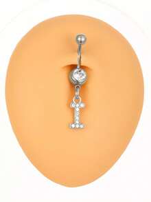 1件极简朋克风水钻26字母不锈钢人体饰品，肚脐环，身体穿刺配饰，女士人体饰品，适合日常休闲佩戴、情人节、度假、节日，是送给女性和女友的绝佳礼物，夏季西式风格礼物 - 銀色 - 查看 16