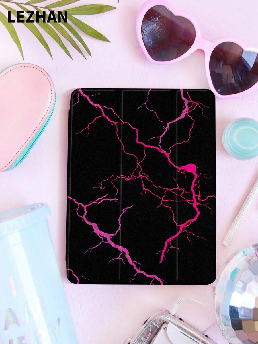 1个闪电图案平板电脑保护套，兼容iPad 10.2英寸、iPad Pro 11英寸（2021/2020/第十代）、iPad Mini 4/5/6、Galaxy Tab A8 10.5英寸（2022）、Matepad 10.4英寸/平板电脑，带笔槽，防摔，带支架，可保护平板电脑，适合送给孩子/家人/2026年底使用。