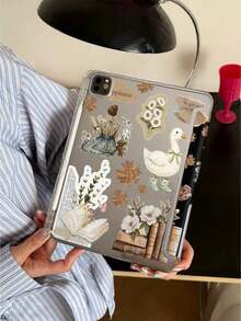 Maple Leaf & Book Element Patterns Tablet Case Compatible With IPad 11/IPad 10/IPad 7/8/9th/IPad Air 7th 11inch/IPad Air 5th/Kindle Paperwhite 11th/Kindle Paperwhite 12th,Compatible With Samsung Galaxy Tab, Clear Back ,Fashion Pattern Protective Case,Automatic Sleep And Wake-Up Function, Airbag Protection, Tales Collection – Cozy Reading Companion Tablet Cover - Multicolor - View 5