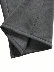 Men's Grey Thick Rope Drawstring Loose Wide Leg Casual Pants - Dark Grey - View 8