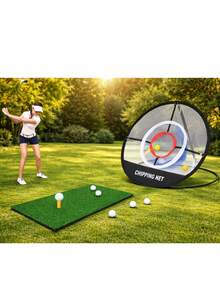 1 Set Golf Practice Net, Foldable Indoor Hitting Net With Target Net, Golf Training Set Includes 1 Hitting Mat And 6 Practice Balls, Suitable For Father's Day, Mother's Day, Christmas Gifts And Personal Backyard Practice - Black - View 10