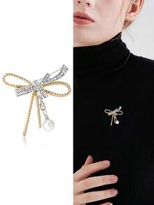 奢华水钻蝴蝶结胸针 - 创意别针，适合女性休闲派对佩戴，可作珠宝配饰/朋友礼物/徽章装饰