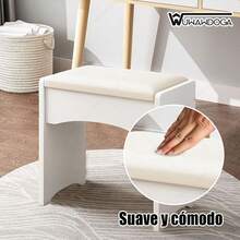 Tocador para dormitorio, estilo minimalista moderno, con espejo, 2 cajones, 3 armarios de almacenaje y estantes, adecuado para dormitorio, salón y vestidor - Blanco - Ver 10