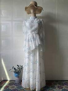 Vestido Largo Femenino Estilo Occidental 2026 para Primavera, Diseño Elegante con Encanto Único, Manga Larga, Entallado y Cómodo - Blanco - Ver 7