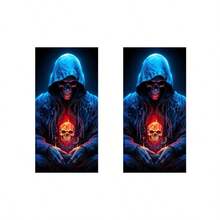 2 Packs Grim Reaper Skull Flame Decals, Polyethylene Waterproof Self-Adhesive B-Pillar Stickers, Scratch-Resistant Glossy Finish Side Door Car Decor - A - View 8