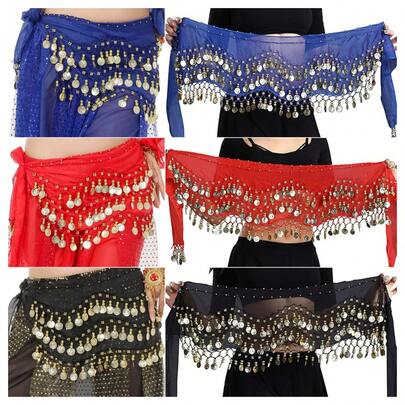 1pc Handmade Multicolor Portrait Metal Cloth Waist Skirt Decorative Sexy Belly Dance Slightly Dirty Anchor Point Suitable For Stage Performance.Bohemian, Retro Style, Parties, Nightlife, Beach Outfits, Festival Clothing And Accessories