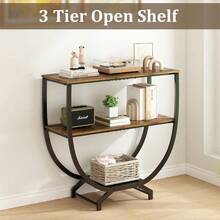 3 Tier Console Tables, 30" Height Entryway Table, Sofa Table Behind Couch, Industrial Entryway Furniture Entry Way TV Stand With Storage For Living Room, Hallway, Entrance, Rustic Brown - Brown - View 6
