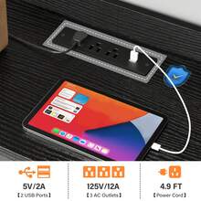 EnHomee Dresser For Bedroom With 11 Drawers 60" TV Stand With LED Lights & Charging Station Long Dresser With Shelves & 4 Hooks,Sturdy Metal Frame & Fabric Drawers,Black,11.8"D X 47.2"W X 31.5"H - 黑色 - 查看 5