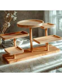 1个多层木质展示架，5个小型珠宝展示平台，多功能桌面展示架，适用于各种活动，木质多用途展示架，适合收藏品和纪念品，室内外装饰 - 彩色 - 查看 4