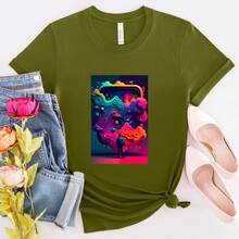 Camiseta de Juego Neon Nights - Diseño Generado por IA - Regalo Único para Gamers - Negro - Ver 5