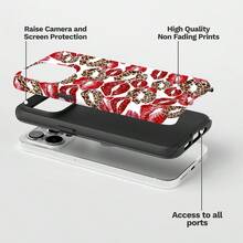 Red Lips And Leopard Print Kisses On White Background. Make A Statement With This Eye-Catching Glossy Phone Case! Crafted From High-Quality Materials, It Features A Scratch-Resistant Pattern That - màu đen - Xem 6