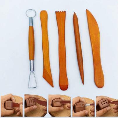 5pcs Ceramic Clay Sculpting Art Supplies Modeling Tools Soft Clay Pottery Tools Shaping Set
