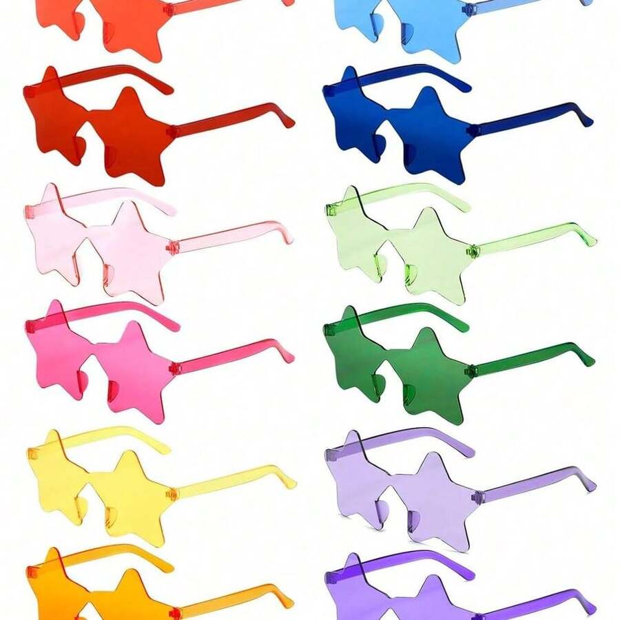 4pcs-Candy Coloured Heathered Glasses With Pentagram Sliced Metal Embellishments Are The Perfect Eyewear Choice For Summer Beach Days, Holiday Parties And Outdoor Activities!, Back To School Valentine Day - Multicolor - View 1