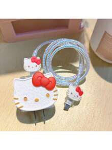 Sanrio 1pc Hello Kitty Cartoon Charger Head Protector Case, Compatible With Apple 18/20W Fast Charging Adapter Protection - Multicolor - View 5