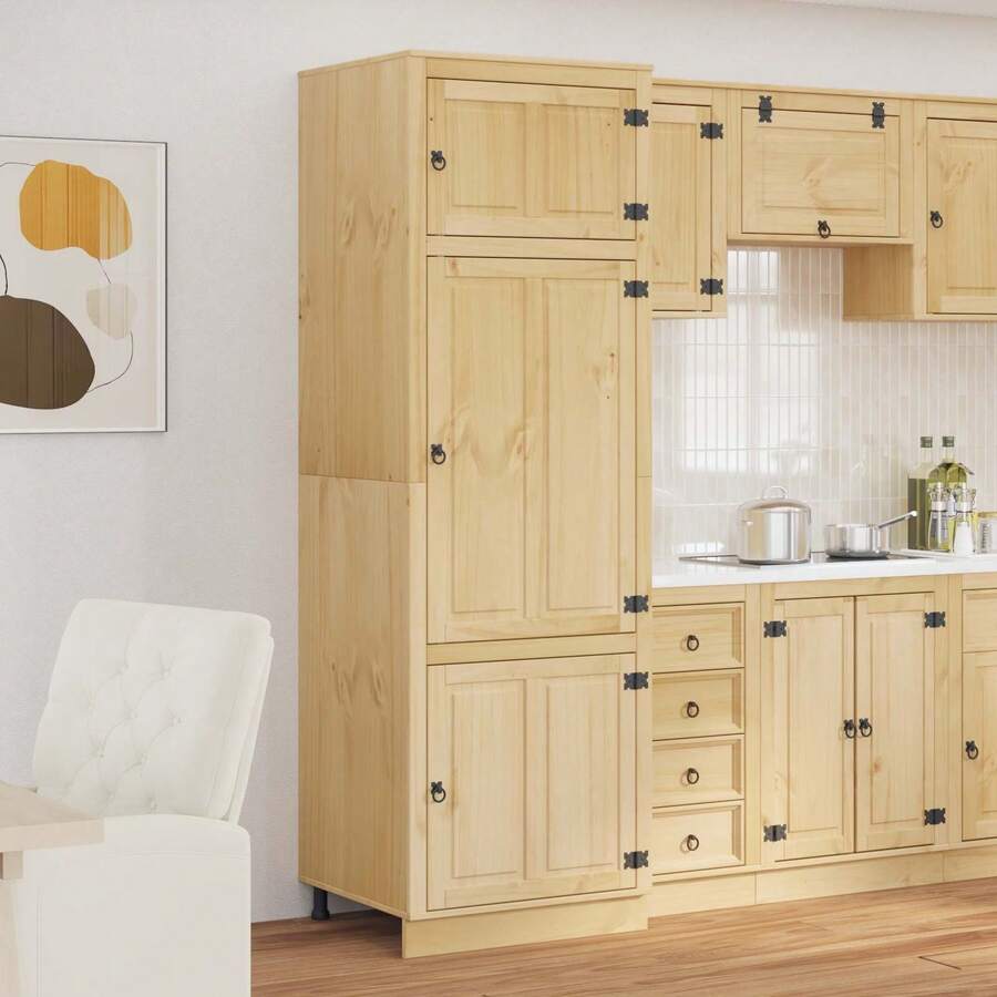 vidaXL Armoire avec étagère avec porte Miel 60 x 32 x 40 cm Pin massif - Tabac - Voir 1
