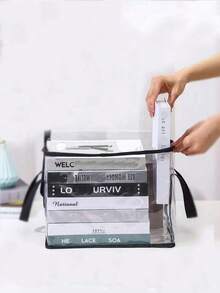 1个大容量PVC翻盖收纳袋，多功能防水书籍收纳袋，便携式可折叠衣物收纳袋，衣柜整理袋，PVC材质防尘防潮，带拉链，两侧带提手，可折叠节省空间，适合衣柜和房间整理。 - 四色 - 查看 10