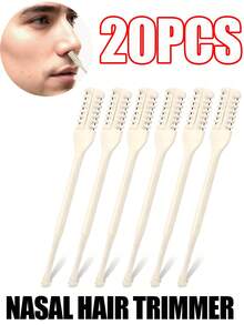 20片/10片/2片装，二合一鼻毛修剪器，双面鼻毛修剪器升级版，便携式360度旋转手动理发剪，男女通用 - 米色 - 查看 1
