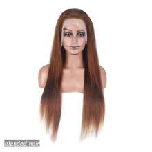 180% Density Real Human Blended Hair Wig 13x4 Lace Front Wigs Human Blended Hair Straight Human Blended Hair Wig With Baby Hair HD Transparent Lace Front Wigs Human Blended Hair Pre Plucked Frontal Wigs Human Blended Hair 8-36Inch Brown - Brown - View 1