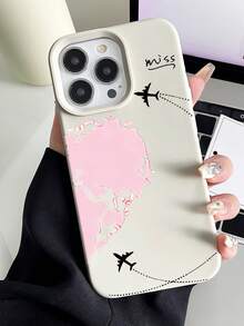 2 Peças Capas de Telefone Soft TPU Branco Leitoso e Rosa com Padrão Gráfico Estético de Coração, Avião, Mapa e Letra, À Prova de Choque, Compatível com iPhone 16 Pro Max/16/16 Pro/16 Plus/15/15 Pro Max/15 Pro/11/12/13/14 Pro Max/11 Pro/11 Pro Max/12 Pro/12 Pro Max/13 Pro/13 Pro Max/14 Pro/14 Pro Max - Multicolorido - Visão 5