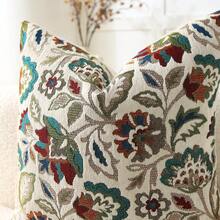1pc Chenille Jacquard Pillow Cover (Pillow Insert Not Included), Suitable For All Seasons, Bohemian Style Throw Pillow, Farmhouse Decor Cushion Cover, Pattern Pillow Sham For Sofa, Bed, Home Decoration, Holiday Gift, Beige Floral Design - Beige Twining Flowers - View 3