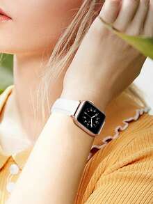 女士白色真皮舒适柔软经典表带，兼容 Ultra 3 2 1 系列 S11 S10 S9 S8 S7 S6 S5 S4 S3 S2 S1，尺寸：38mm 40mm 41mm 42mm 44mm 45mm 46mm 49mm，全新全球热门 Apple 智能手表配件表带 - 白色 - 查看 6