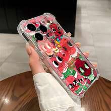 Adorables personajes de dibujos animados rojos con ojos grandes y detalles festivos. Esta elegante funda es compatible con los modelos  17, 16, 15, 14 Pro Max, 13, 12, 11, XR y XS Plus. Fabricada en TPU flexible, resistente a golpes y arañazos, ofrece una excelente protección contra caídas y un agarre cómodo. Es un regalo ideal para familiares, amigos y seres queridos, y una opción perfecta para festivales. - transparente - Ver 2