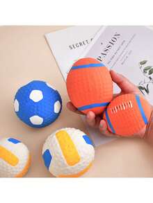 宠物发声玩具，狗狗磨牙玩具，狗狗发声排球/足球，清洁牙齿并发出声音，有助于减少无聊和破坏性行为 - 彩色 - 查看 5