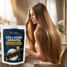 Collagen Keratin Hair Mask, MELAO Deep Repair Hair Mask For Dry Damaged Frizzy Hair, Intensive Nourishing Treatment, Anti Frizz, Adds Shine & Softness, Strengthens & Repairs Hair, 100g/3.53oz - Dark Green - View 1