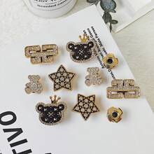 10pcs DIY Shoe Decoration Charms - Shiny Bears, Stars, Geometric Patterns, Non-Metal Lightweight Material, Y2K Fashion Versatile Cute Unisex, Suitable For EVA Beach Shoes, Slippers, Detachable Shoe Decor, Holiday Gift - Multicolor - View 4