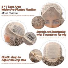 22inch Beige 13x4 Front Lace African Curly Wig, Made Of 100% Synthetic Fiber And High-Temperature Silk Material, Easy To Maintain, High-Temperature Fiber, Versatile Style For Daily Wear, Festivals, Parties, Weddings - Beige - View 4