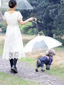 1把宠物户外雨伞，狗狗雨伞，便携式幼犬雨伞，适合泰迪犬、贵宾犬、小型犬，宠物牵引绳雨伞，旅行户外防水狗狗雨伞 - 彩色 - 查看 2