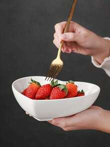1pc Heart-Shaped Ceramic Tableware, High-Quality Asymmetric White Porcelain Beautiful Bowl, Dessert/Cake Plate, Yogurt & Oatmeal Bowl, Elegant Serving Dishware For Guests, Suitable For Valentine's Day Dates, Cafes, Cake Shops, Birthday Parties, And Other Occasions - Multicolor - View 9