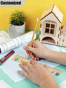 Custom Wooden Ruler With Personalized Print - Ideal For School And Home - Perfect First Day Of School Gift, First Day Of School Supplies|Customizable Ruler|Durable Wooden Ruler - Multicolor - View 4