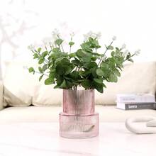 Ribbed Glass Vase, Flower Vase, Fluted Vases Flowers, Modern Vases Living Room, Dining Table, Entryway, Shelf, Wedding, Office, Coffee Table, Birthday, 5 Inches - Hồng + Lớn - Xem 7